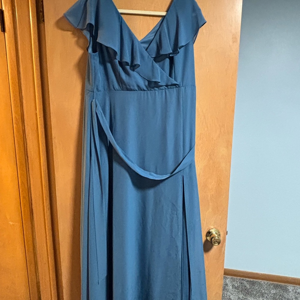 Birdy Grey Teal Ruffle Maxi Dress